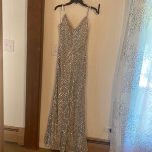 Silver sequence prom dress